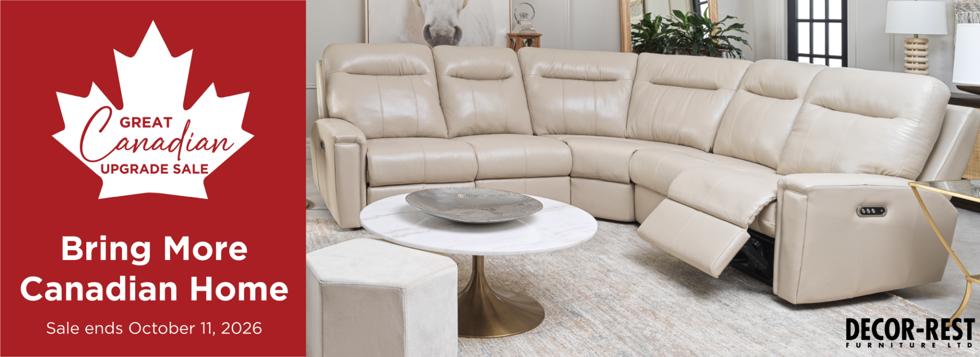 Great Canadian Upgrade Sale is on now! Sale ends October 11, 2026. Save up to 30% off Canadian-made brands such as Decor-Rest and Durham.